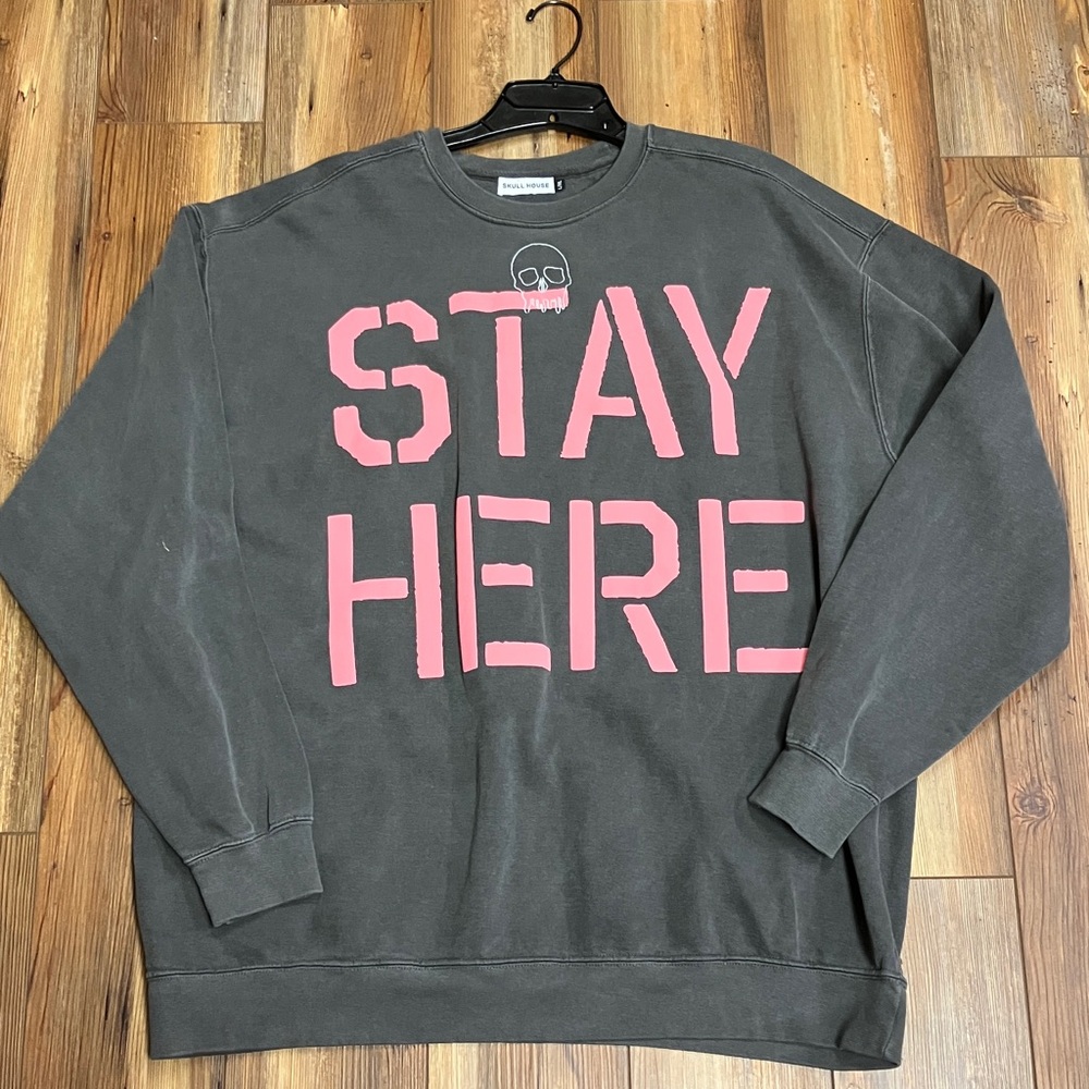 Crewneck Sweater - Charcoal and Pink